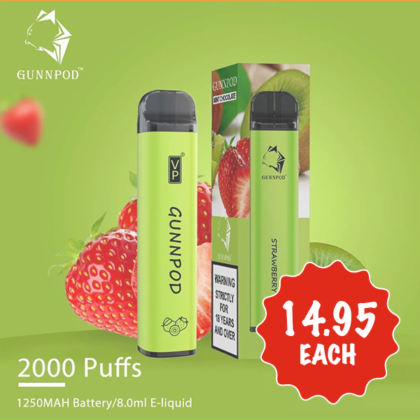 GUNNPOD STRAWBERRY KIWI – 2000 PUFFS